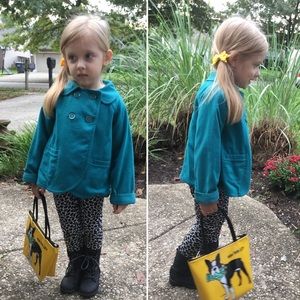 Teal Jersey knit double breasted Crazy 8 Jacket 4t